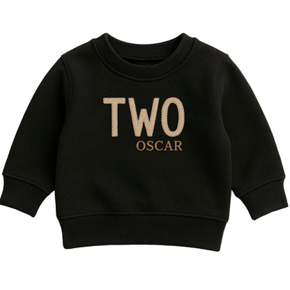 Children’s “TWO” Birthday Sweater - Faux Embroidery