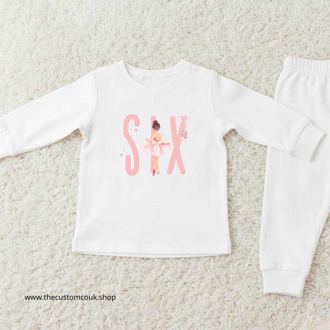 Personalised Girls Birthday Pyjamas - Ballerina Coquette Design