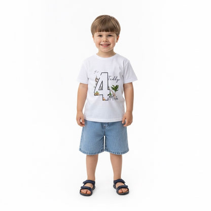 Personalised Children’s Birthday Number T-Shirt - Safari Animals Design