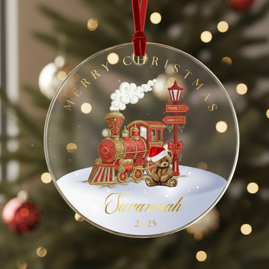 Custom Acrylic Tree Decoration - Personalised Christmas Bauble | Express Train