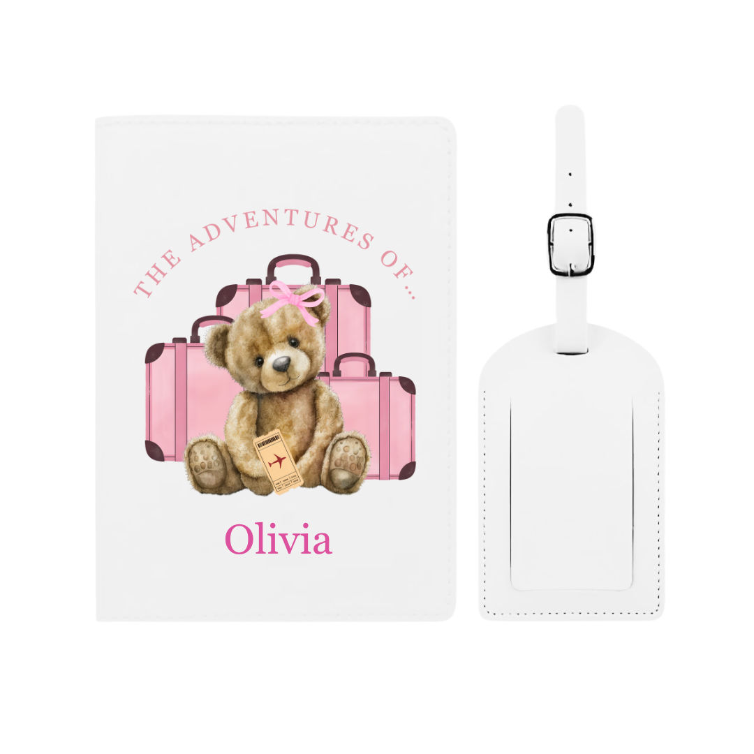 Kids Personalised Passport & Luggage Tag Travel Set - Adventures Of A Bear