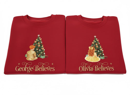 Personalised Believe’s Sweatshirt for Kids - Custom Christmas Jumper | Festive Family Outfit