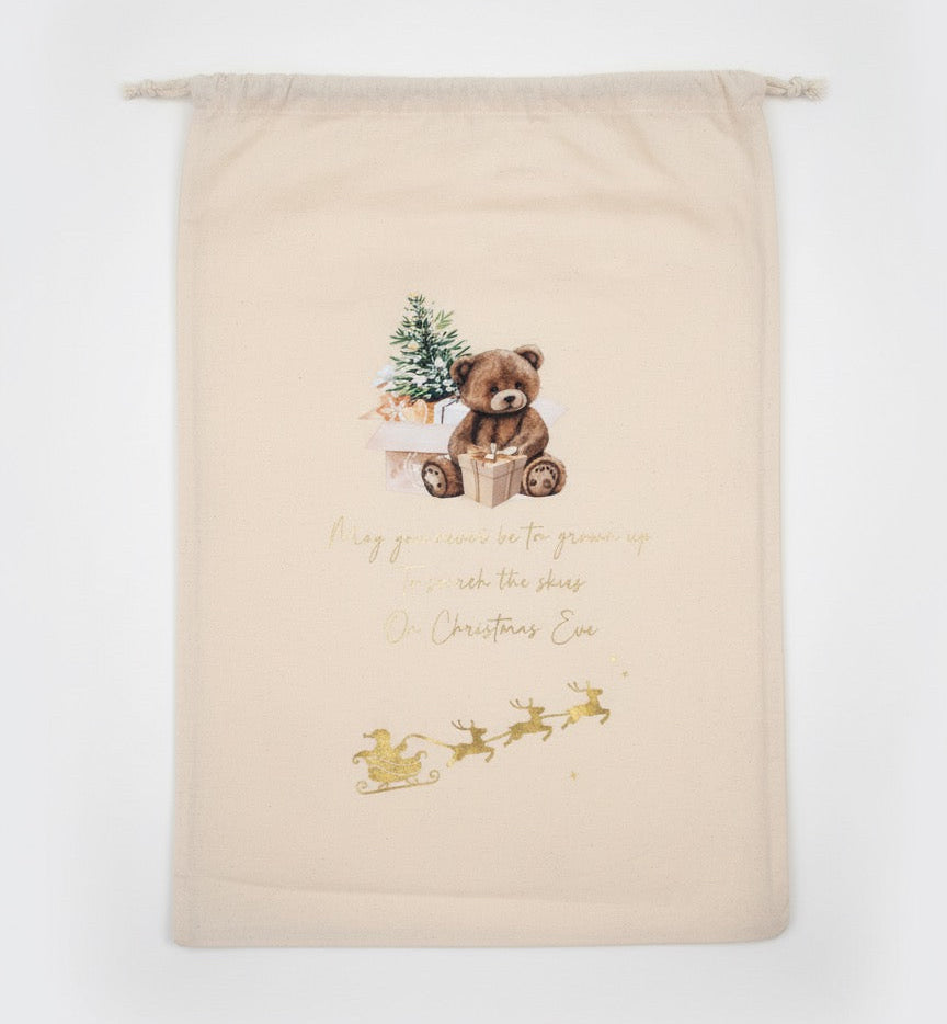 Personalised Christmas Santa Sack - Christmas Teddy
