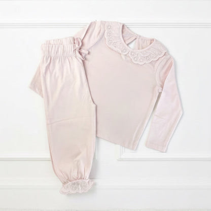 Personalised Girls Long Sleeve Frilled Pyjama’s - Pink
