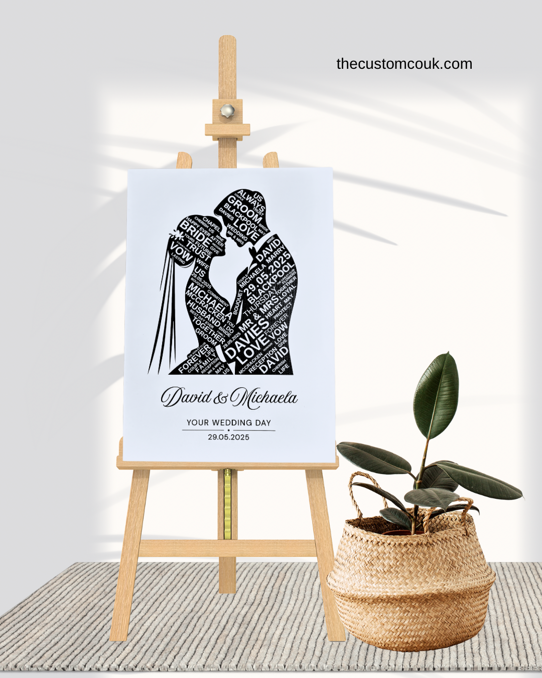 A3 Word Art Silhouette Wedding Gift