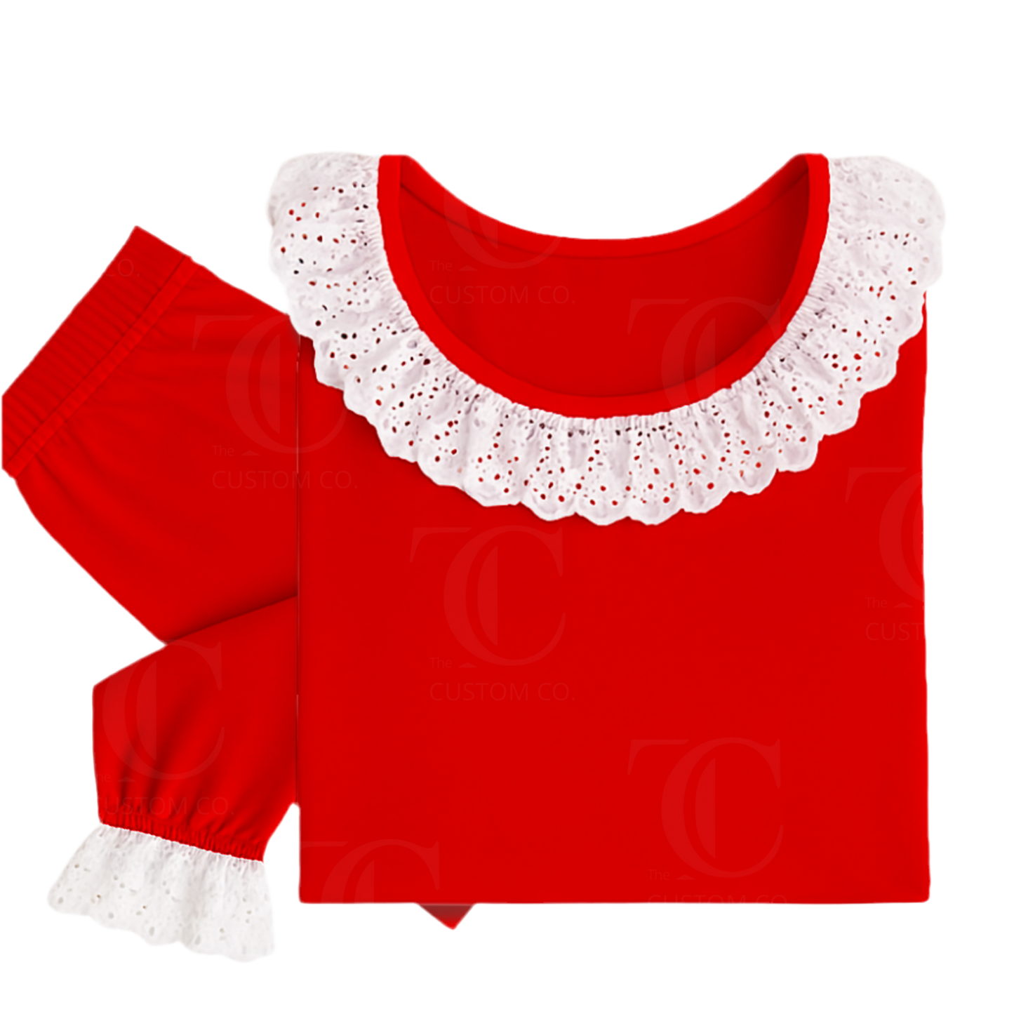 Personalised Girls Red Frilly Christmas Pyjama’s - My First Christmas