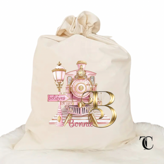 Personalised Christmas Velvet Santa Sack - North Pole Express