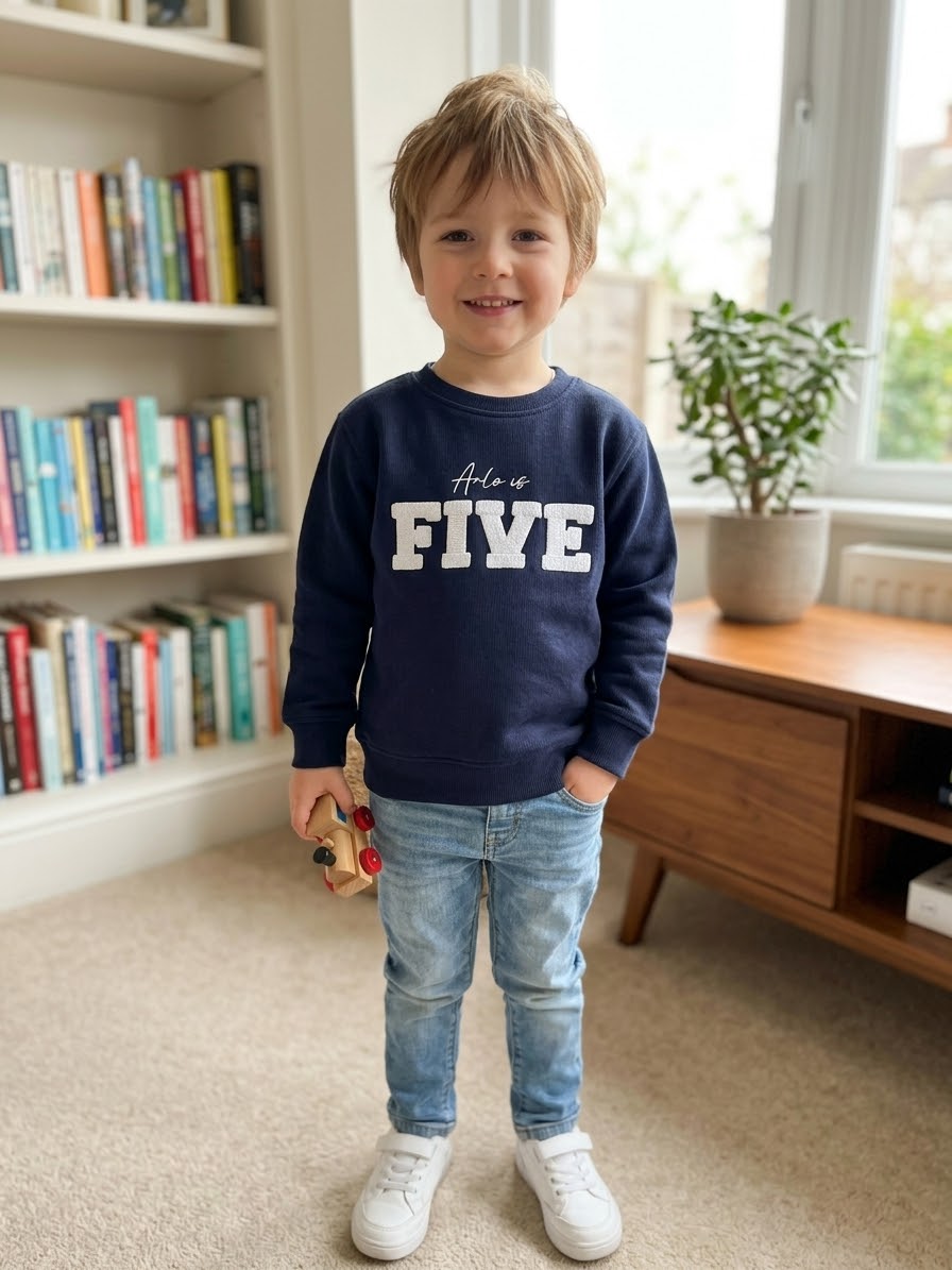 Personalised Faux Embroidery Birthday Age T-Shirt