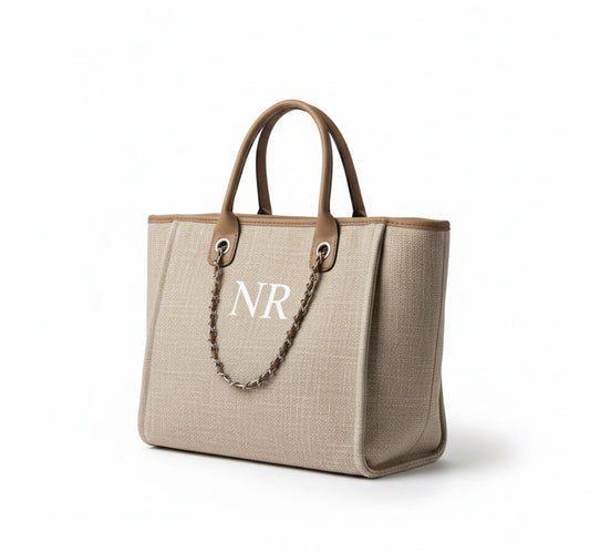 Personalised Women's Tote Bag - Beige/Tan