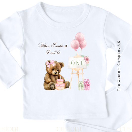 First Birthday Personalised Pyjama’s | Teddy Bear Easel Design