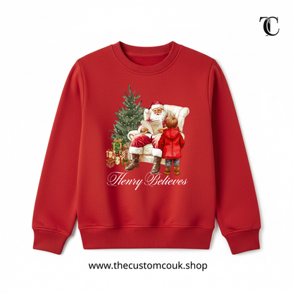 Customisable Christmas Sweater - Visiting Santa | Girls & Boys