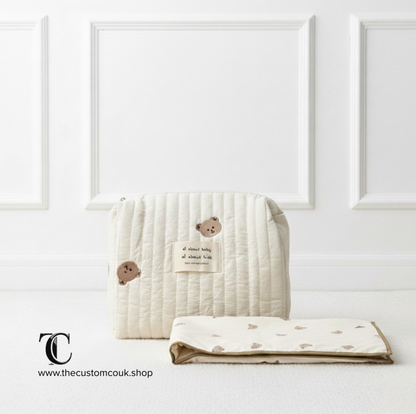 Neutral Baby Changing Mat | Splash Mat - Teddy Print