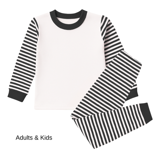 Personalised Adults Pyjamas | Matching Family Sleepwear - Black Stripe