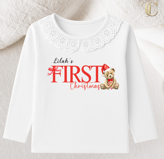 Personalised Frilled T-Shirt | My Very First Christmas