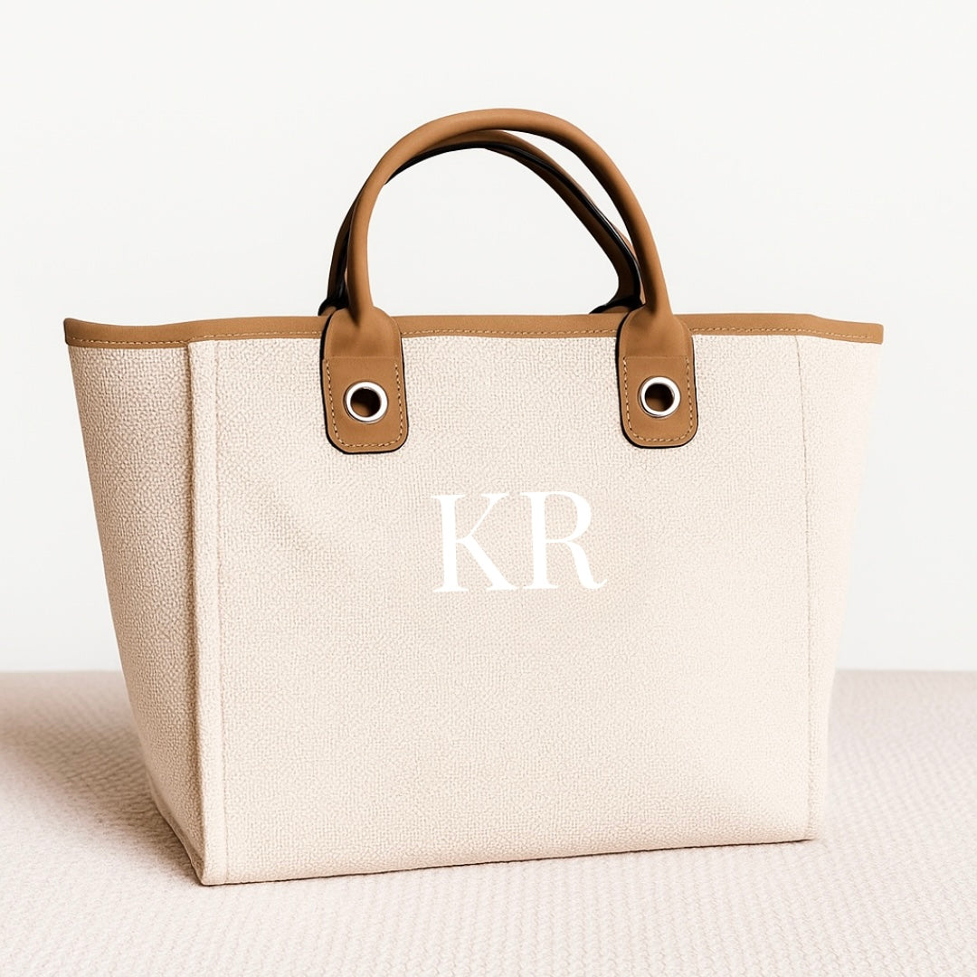 Personalised Women's Tote Bag - Beige/Tan