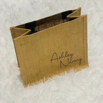 Personalised Mini Jute Gift Bag | Custom Name Tote | Party Favour Bag