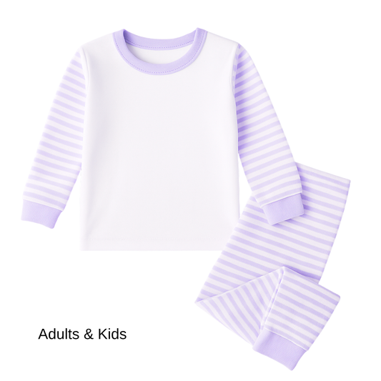 Personalised Adults Pyjamas | Matching Family Sleepwear - Lilac Stripe
