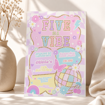 Childrens Party Invitations | “Five is a Vibe”