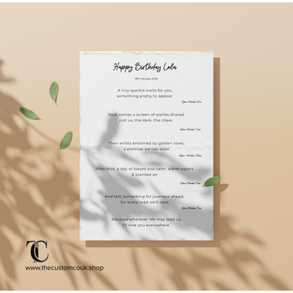 Personalised A4 Print – Custom Poem or Letter Keepsake