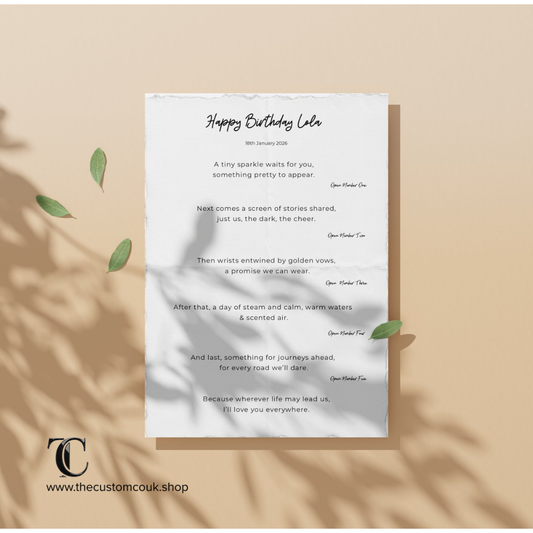 Personalised A4 Print – Custom Poem or Letter Keepsake