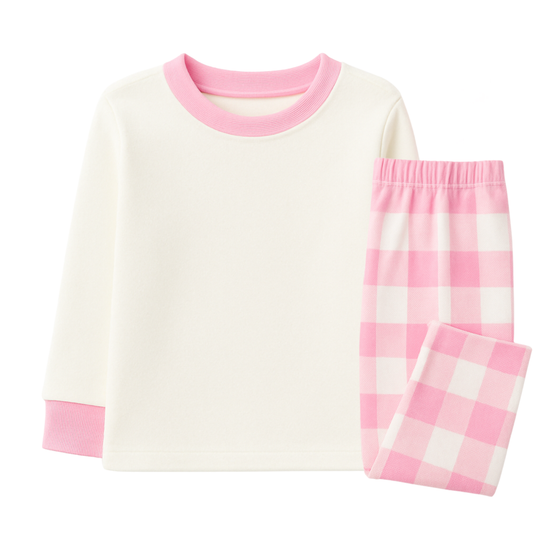 Personalised Kid's Pyjama’s- Pink Checkered | Custom Design