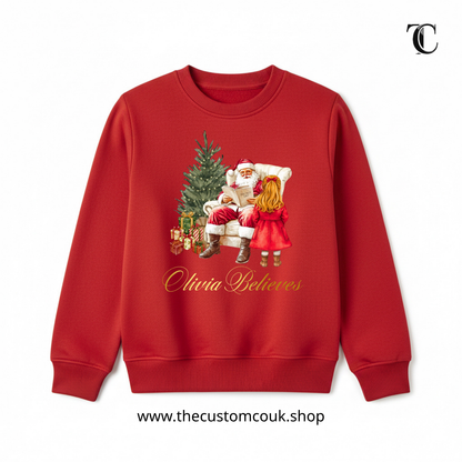 Customisable Christmas Sweater - Visiting Santa | Girls & Boys