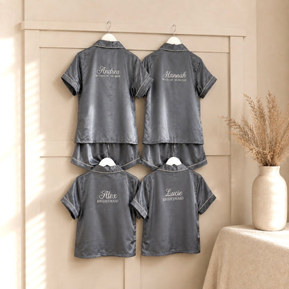 Personalised Bridal Party Pyjama Set | Satin Short Pyjamas