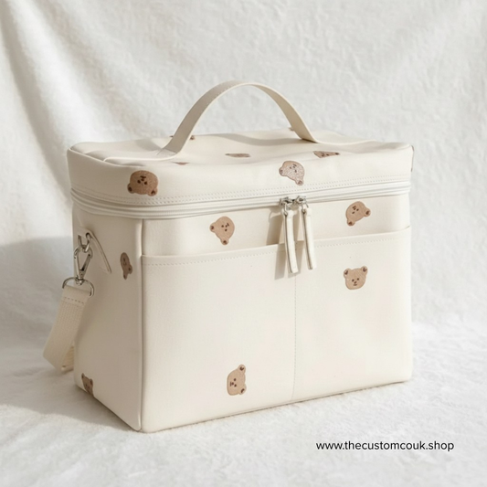 Personalised Baby Stroller Bag - Insulated Travel - Teddy Bear