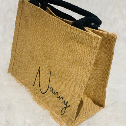Personalised Mini Jute Gift Bag | Custom Name Tote | Party Favour Bag