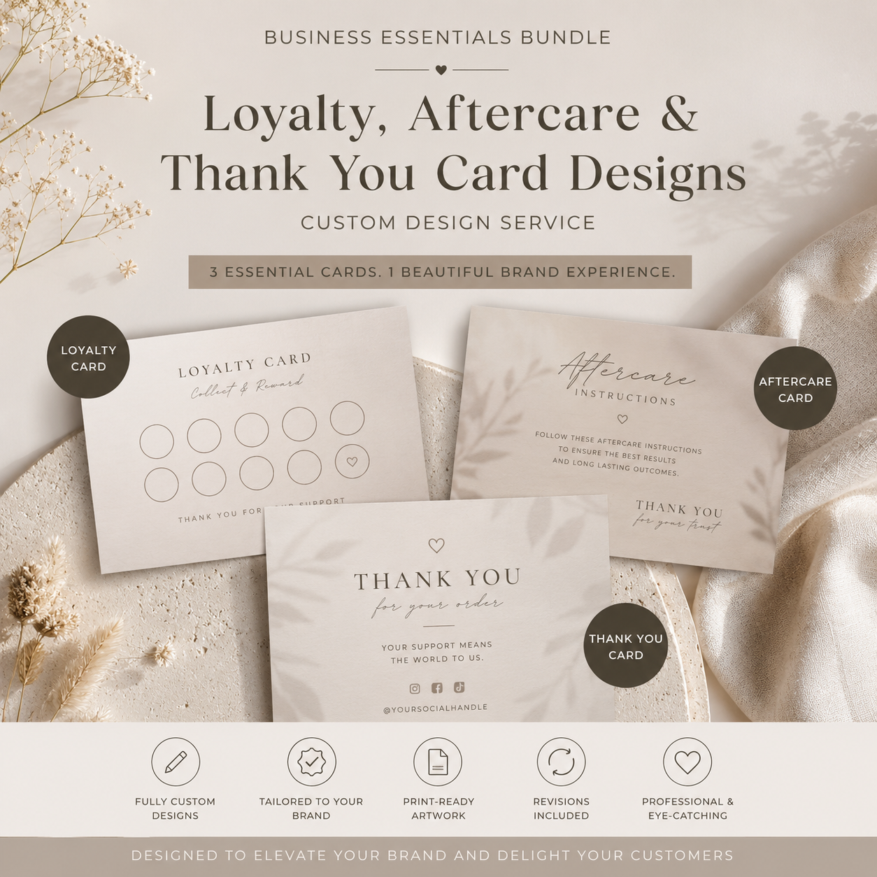Business Essentials Bundle | Custom Loyalty, Aftercare & Thank You Card Design