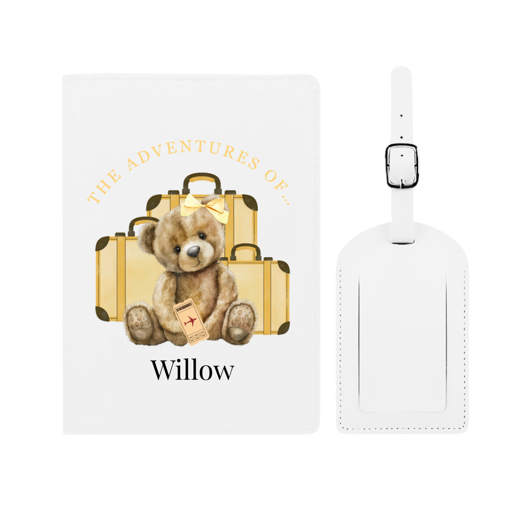 Kids Personalised Passport & Luggage Tag Travel Set - Adventures Of A Bear