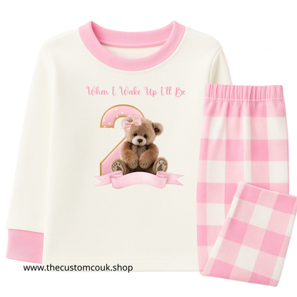 Personalised “When I Wake Up I Will Be…” Birthday Pyjamas | Girls Teddy & Design
