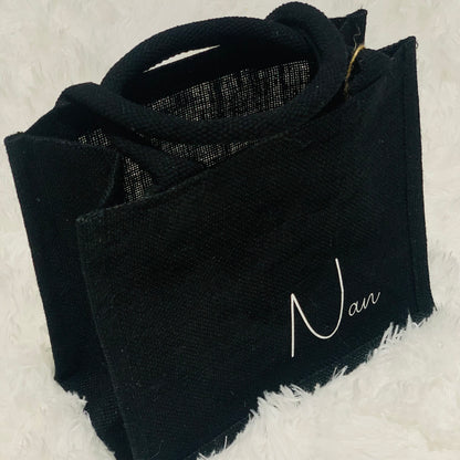 Personalised Mini Jute Gift Bag | Custom Name Tote | Party Favour Bag