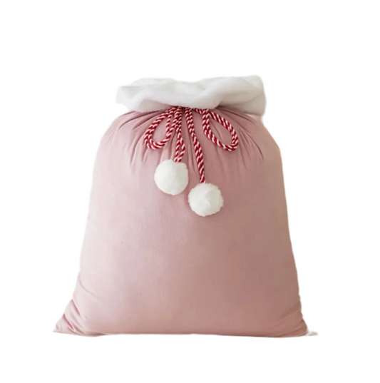 Custom Christmas Present Sack - Pink Plush Velvet