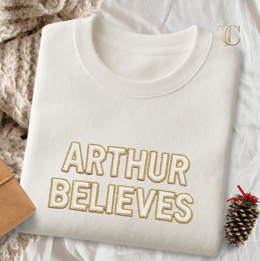 Children’s Christmas Believes T-Shirt - Faux Embroidery 3D Print