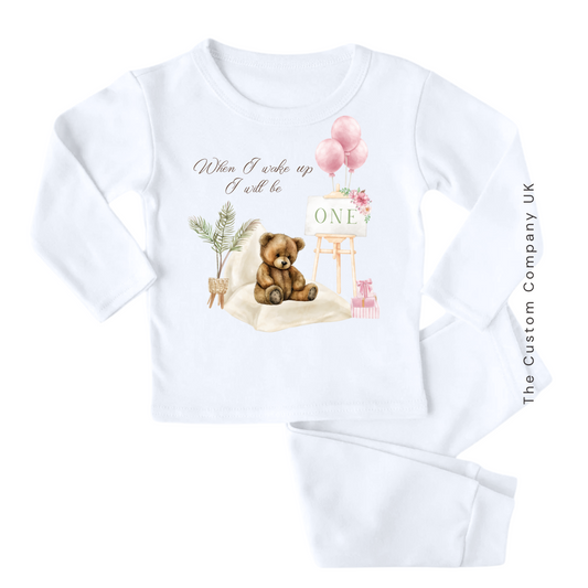 First Birthday Personalised Pyjama’s | Teddy Bear Easel Design