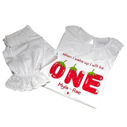 When I Wake Up I’ll Be One Birthday PJ’s - Strawberry Theme