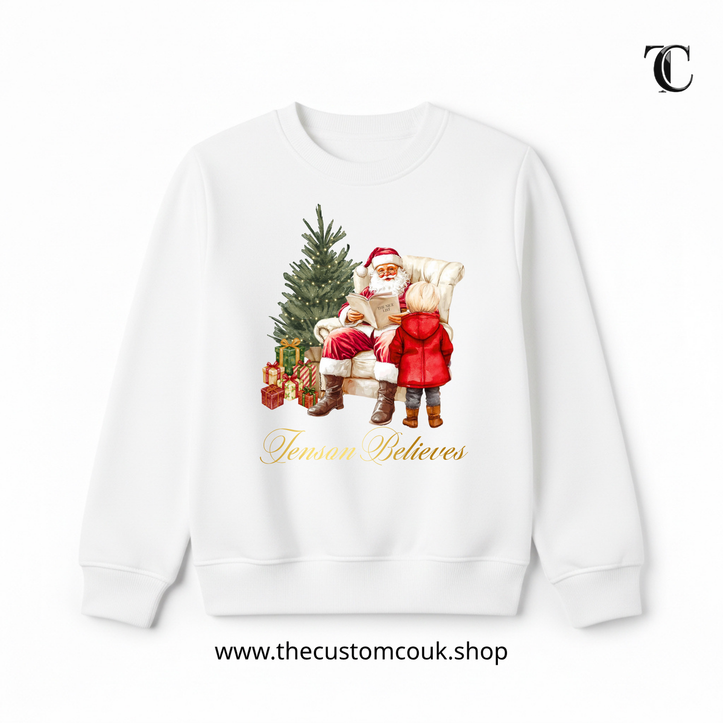 Customisable Christmas Sweater - Visiting Santa | Girls & Boys