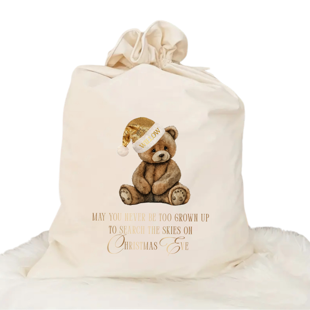 Personalised Christmas Sack - Teddy Bear