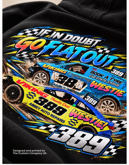 Custom Two Car Banger Racing Hoodie | Bespoke Motorsport Design