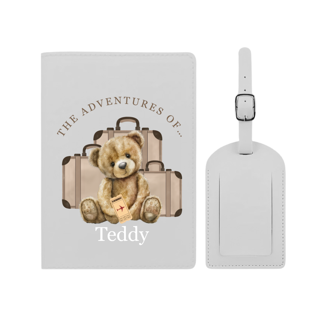 Kids Personalised Passport & Luggage Tag Travel Set - Adventures Of A Bear