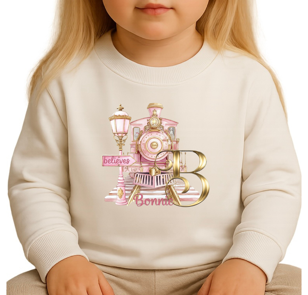 Girls Christmas Personalised Sweater - North Pole Express Train