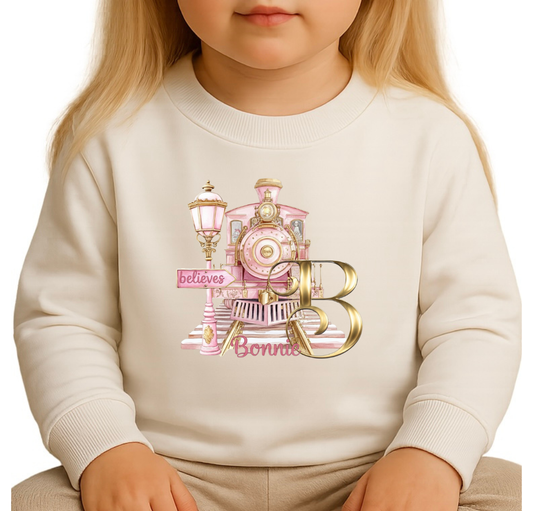 Girls Christmas Personalised Sweater - North Pole Express Train