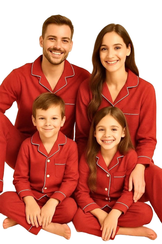 Family Matching Christmas Pyjamas – Red Holiday Sleepwear Set for the Whole Family