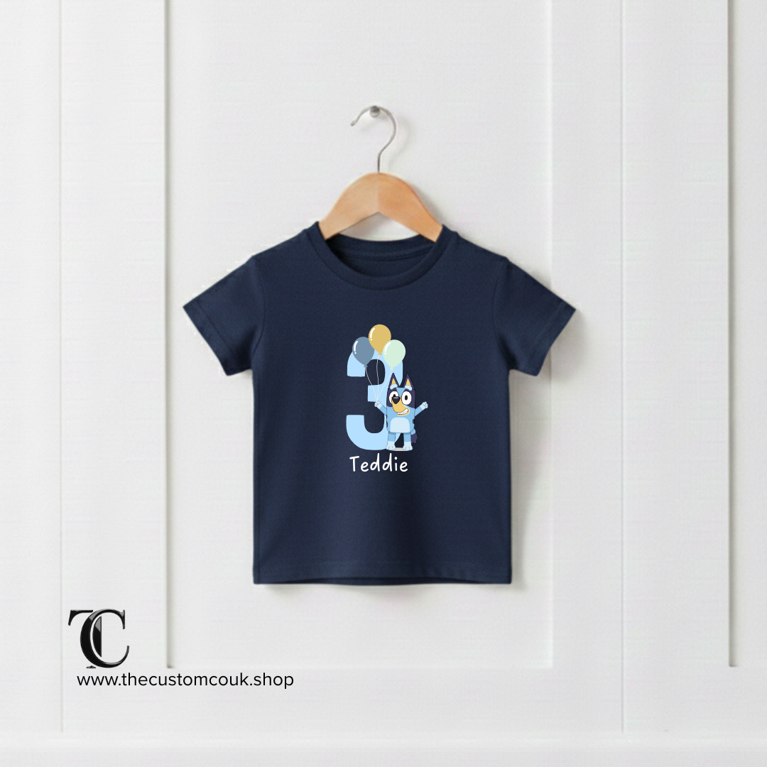 Personalised Kids Birthday T-Shirt | Bluey