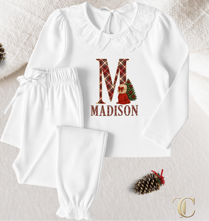 Children's Personalised Frilly Christmas Pyjama’s - Exclusive Design