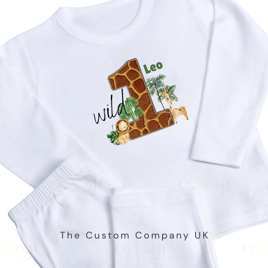 Wild One Personalised Birthday Pyjamas – Faux Embroidery 3D Effect