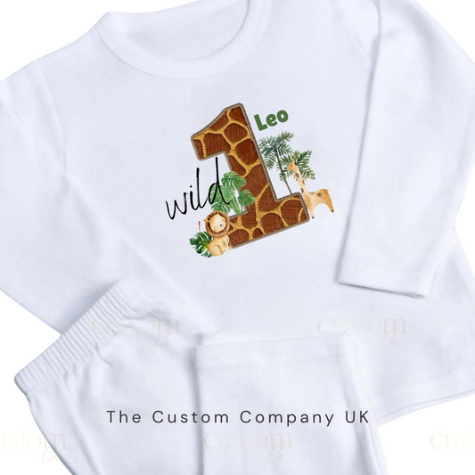 Wild One Personalised Birthday Pyjamas – Faux Embroidery 3D Effect