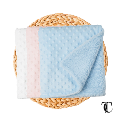 Blue pink and white baby dimple blanket 