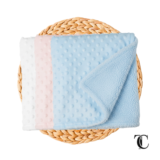 Blue pink and white baby dimple blanket 